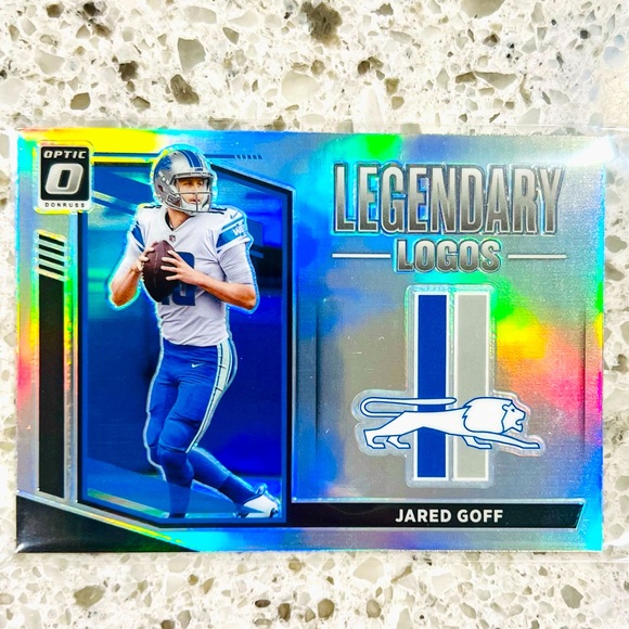 JARED GOFF PRIZM CARD LEGENDARY LOGOS LIONS NFL 2021 SILVER - Picture 1 of 2